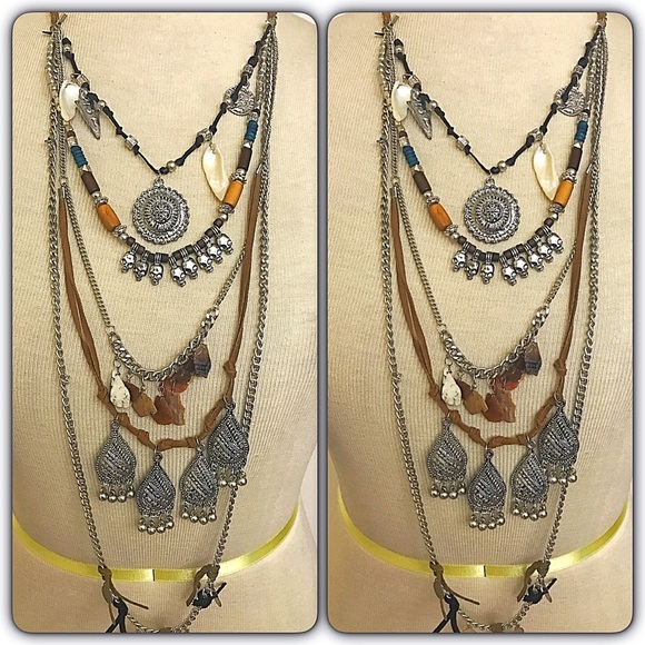 Boho Festival Gypsy Layered Statement Necklace - Picture 8 of 8